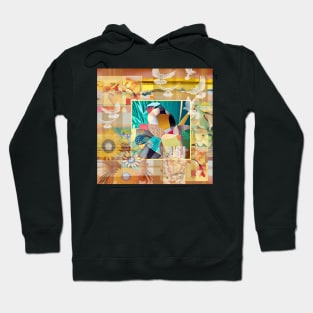 Textured Bird Digital Collage Hoodie